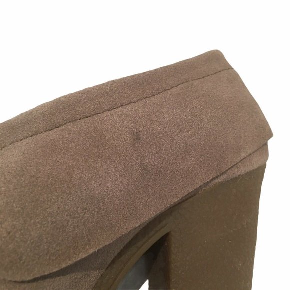 NINE WEST Vintage American Collection Size 7.5M Beige Suede Leather Loafer Heels - Picture 10 of 12